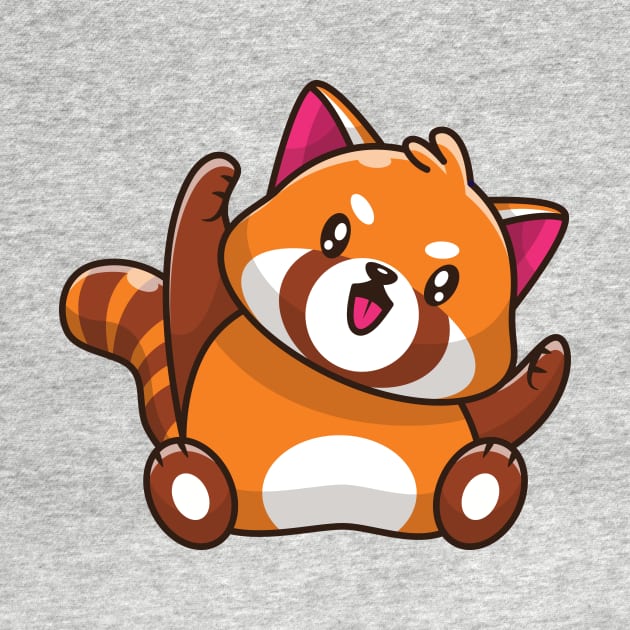 Cute Happy Red Panda Sitting Cartoon by Catalyst Labs